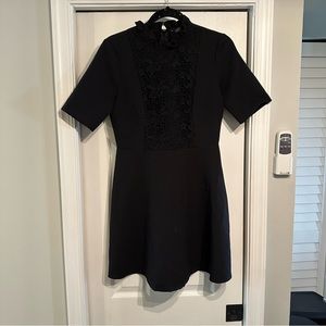 Zara Black High Neck Eyelet dress